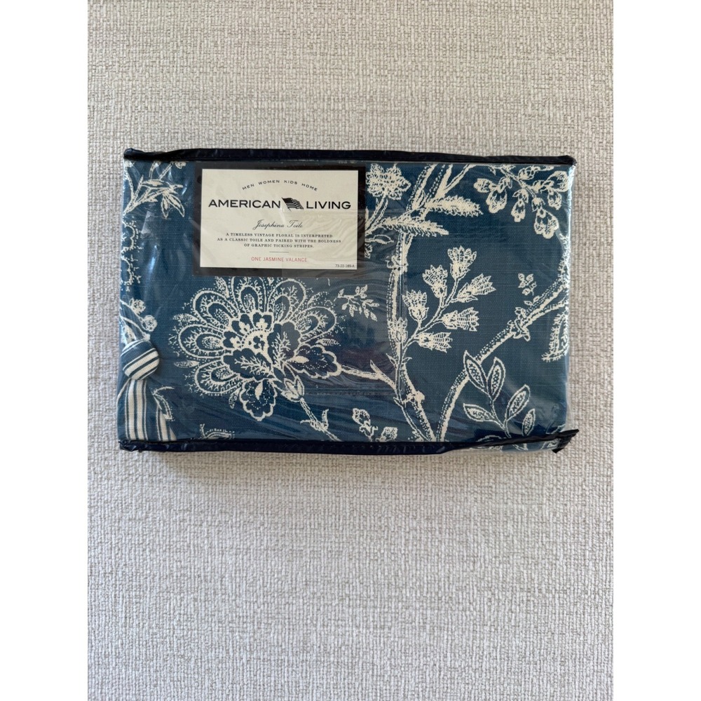 NWT AMERICAN LIVING FLORAL BLUE JASMINE JOSEPHINA TUCK PEEK-A-BOO VALANCE 54X1